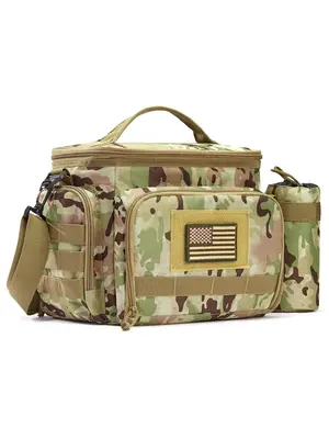 Tactical Lunch Bag, Large Capacity Insulated Lunch Box, Water Bottle Pouch Lunch Box for Men, Waterptoof and Leakproof Easy-c...