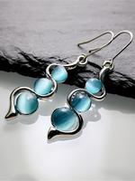 Boho Elegant Artificial Gemstone Decor Dangle Earrings As Gift, Turquoise Boho Style Jewelry, Unique Curved Shape Drop Earrin...