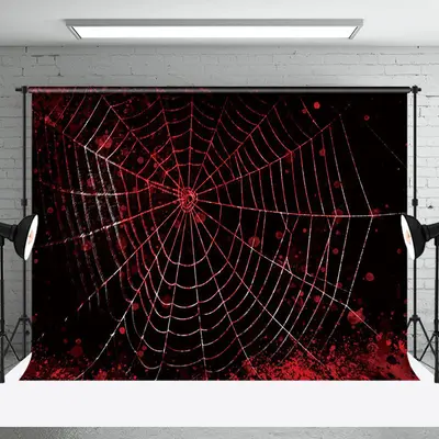 Black Bloody Spider Web Halloween Theme Backdrop - Aperturee