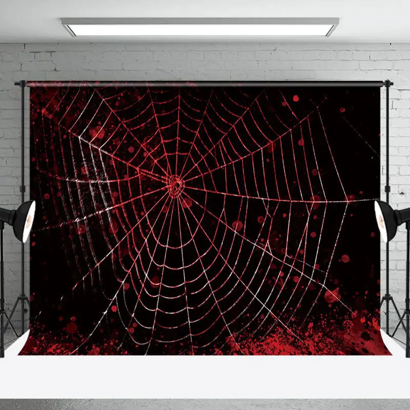 Black Bloody Spider Web Halloween Theme Backdrop - Aperturee