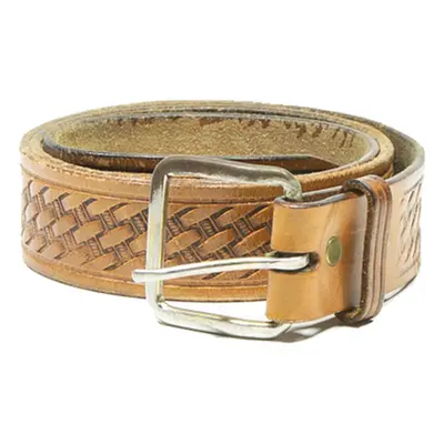 Mens Belt Brown Leather Geometric 45