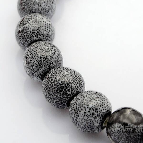 Handmade Fancy Antique Glazed Porcelain Ceramic Round Beads Strands