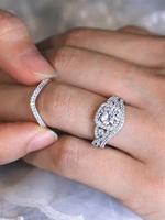 Luxury Hollow Out Design Rhinestone Decorated Ring, 3pcs/set Fashion Accessories for Women, Gorgeous Matching Jewelry for Par...
