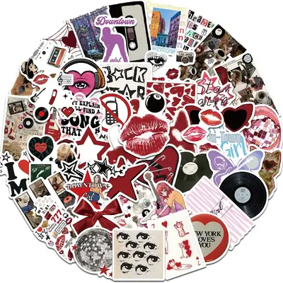 Y2K Girls Themed Sticker, 100pcs Self Adhesive Decorative Stickers, DIY Decals for Water Bottle, Laptop, Phone Case, Scrapboo...