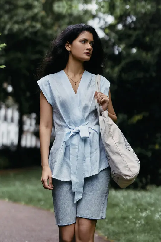 Power Moves Short Sleeve Top in Blue | Color: Summer Blue | Size: M