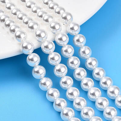 Baking Painted Pearlized Glass Pearl Bead Strands