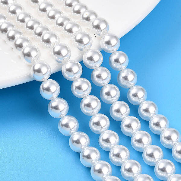 Baking Painted Pearlized Glass Pearl Bead Strands