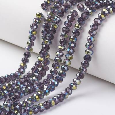 Electroplate Transparent Glass Beads Strands