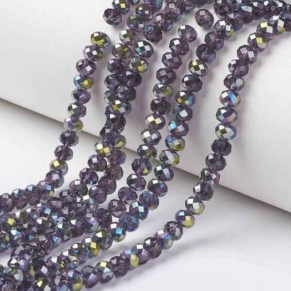 Electroplate Transparent Glass Beads Strands