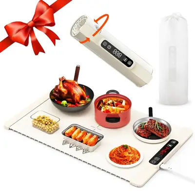 Electric Warming Tray, Foldable Electric Warming Tray with Adjustable Temperature, Roll Up Food Warmer for Parties, Household...
