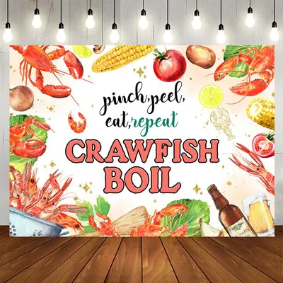 Aperturee Beer Red Crawfish Boil Backdrop For Family Party