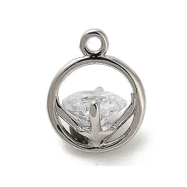 Brass Micro Pave Cubic Zirconia Charms
