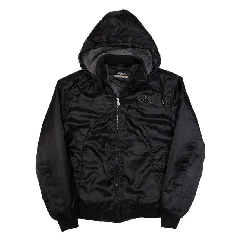 KAPPA Fleece Lined Mens Bomber Jacket Black Hooded L