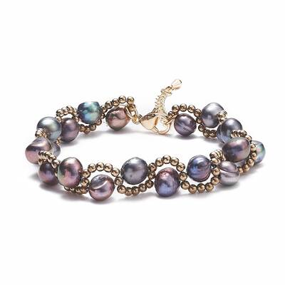 Natural Pearl & Glass Braided Beaded Bracelet