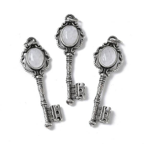 Key Brass Natural Quartz Crystal Big Pendants