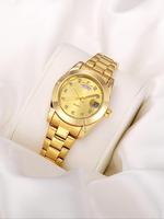 Women's Elegant Rhinestone Decorated Round Dial Quartz Watch, Business Watch for Women & Girls, Trendy All-match & Exquisite ...