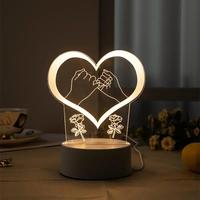 3D Heart Shaped Night Light, Creative Bedside Table Lamp, USB Powered Desktop LED Light with Switch, Novelty Acrylic Eye Care...