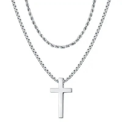 Sterling Silver Cross Layered Necklace