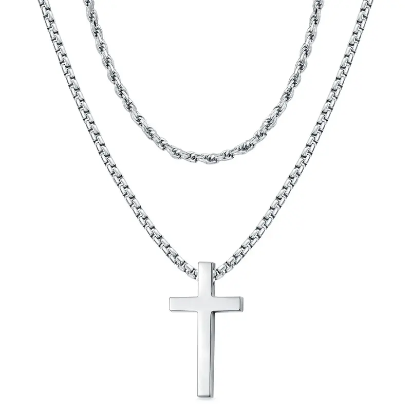 Sterling Silver Cross Layered Necklace