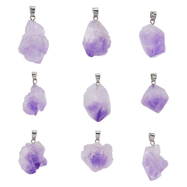 20Pcs Natural Amethyst Pendants