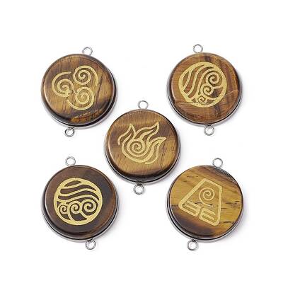 Natural Tiger Eye Connector Charms