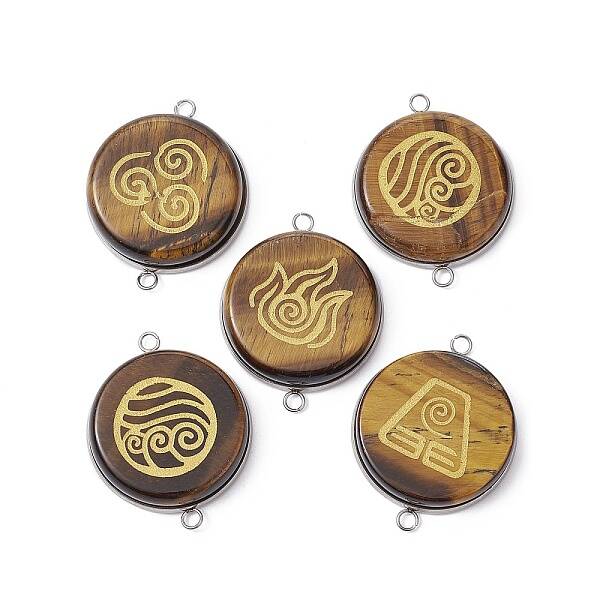 Natural Tiger Eye Connector Charms