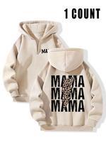 Women's Letter & Leopard Print Hoodie, Casual Trendy Style Cozy Long Sleeve Hooded Sweatshirt for Fall & Winter, Women's C...