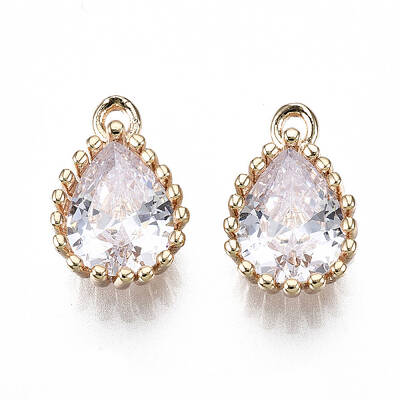 Brass Clear Cubic Zirconia Charms