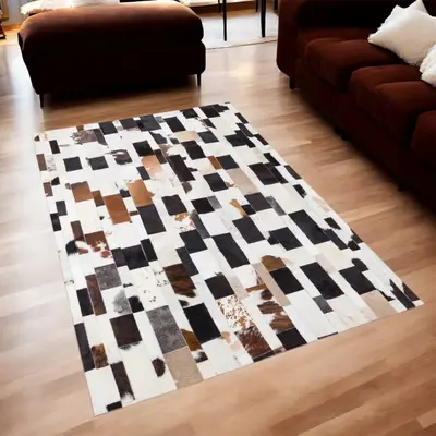 Brick Pattern Patchwork Cowhide Carpet