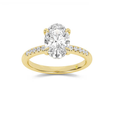 Aurelia Quarter Coverage Hidden Halo Oval Lab Grown Diamond Engagement Ring | 10K Yellow Gold 2 7/8 CT. TW.