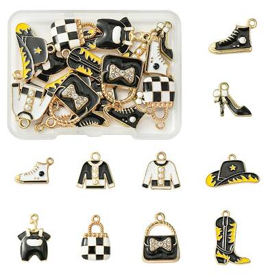 20Pcs 10 Styles Alloy Enamel Pendants