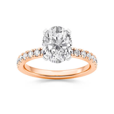 Troy Two Tone Oval Lab Grown Diamond Engagement Ring | 18K Rose Gold 2 7/8 CT. TW.