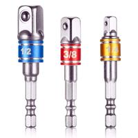 Impact Grade Socket Adapter/Extension Set Turns Power Drill Into High Speed Nut Driver, Sizes 1/4\