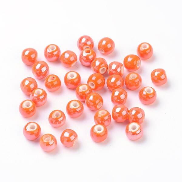 Pearlized Handmade Porcelain Round Beads