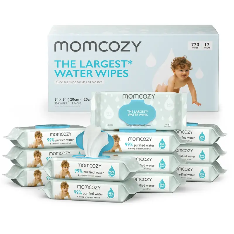 Momcozy Extra Large Baby Wipes for Babies and Kids - Unscented, Cleansing, and Moisturizing Infant Wipes - Safe and Gentle fo...