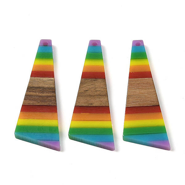 Pride Rainbow Theme Resin & Walnut Wood Pendants