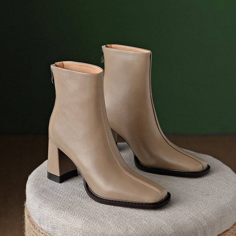 CHIKO Zawadi Square Toe Block Heels Ankle Boots