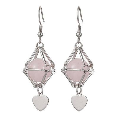 Natural Rose Quartz Dangle Earrings