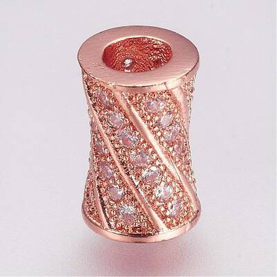 Brass Micro Pave Cubic Zirconia Beads