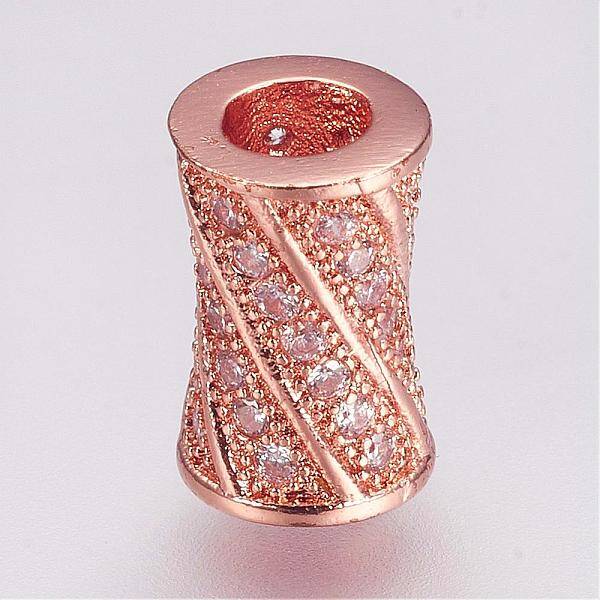 Brass Micro Pave Cubic Zirconia Beads