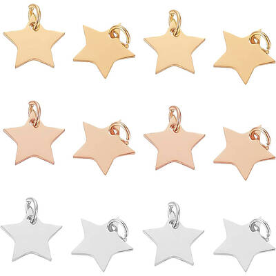 30Pcs 3 Colors 304 Stainless Steel Charms