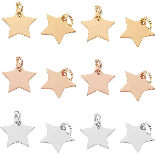 30Pcs 3 Colors 304 Stainless Steel Charms