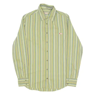 GUESS Mens Shirt Green Striped Long Sleeve XL