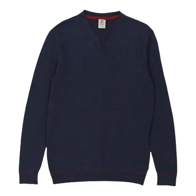 Timberland V-neck Jumper - Small Navy Cotton