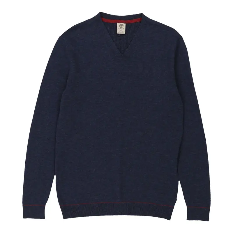 Timberland V-neck Jumper - Small Navy Cotton
