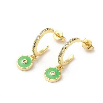 Ring & Evil Eye Real 18K Gold Plated Brass Stud Earrings