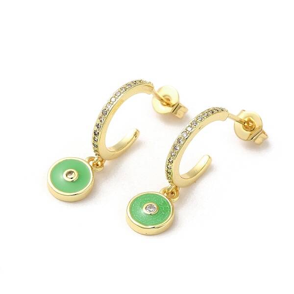 Ring & Evil Eye Real 18K Gold Plated Brass Stud Earrings