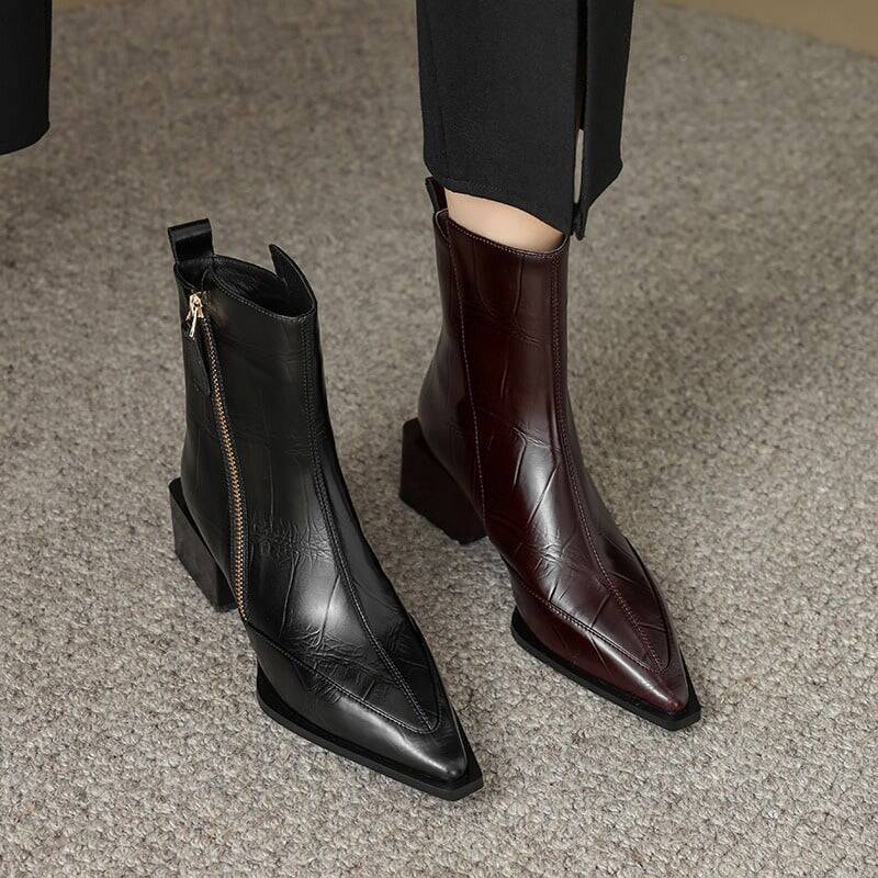 CHIKO Aeronwen Pointy Toe Block Heels Ankle Boots