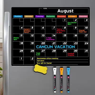 Magnetic Dry Erase Calendar for Fridge, Magnetic Monthly Calendar Board with Dry Erase Markers & Eraser, Monthly Planner Boar...