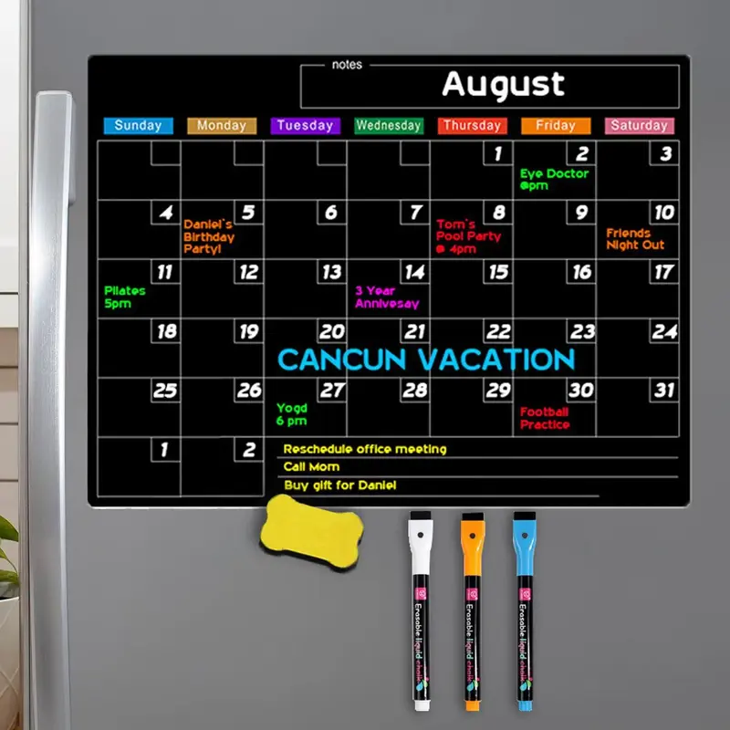 Magnetic Dry Erase Calendar for Fridge, Magnetic Monthly Calendar Board with Dry Erase Markers & Eraser, Monthly Planner Boar...
